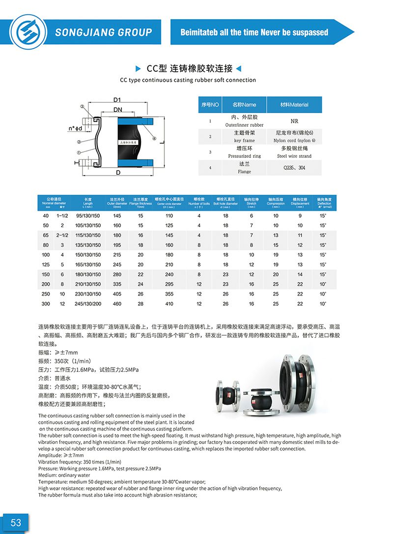 【样册P53】CC型连铸橡胶软连接 【样册P53】CC型连铸橡胶软连接