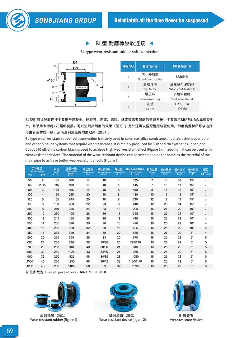 【样册P59】BL型耐磨橡胶软连接 【样册P59】BL型耐磨橡胶软连接