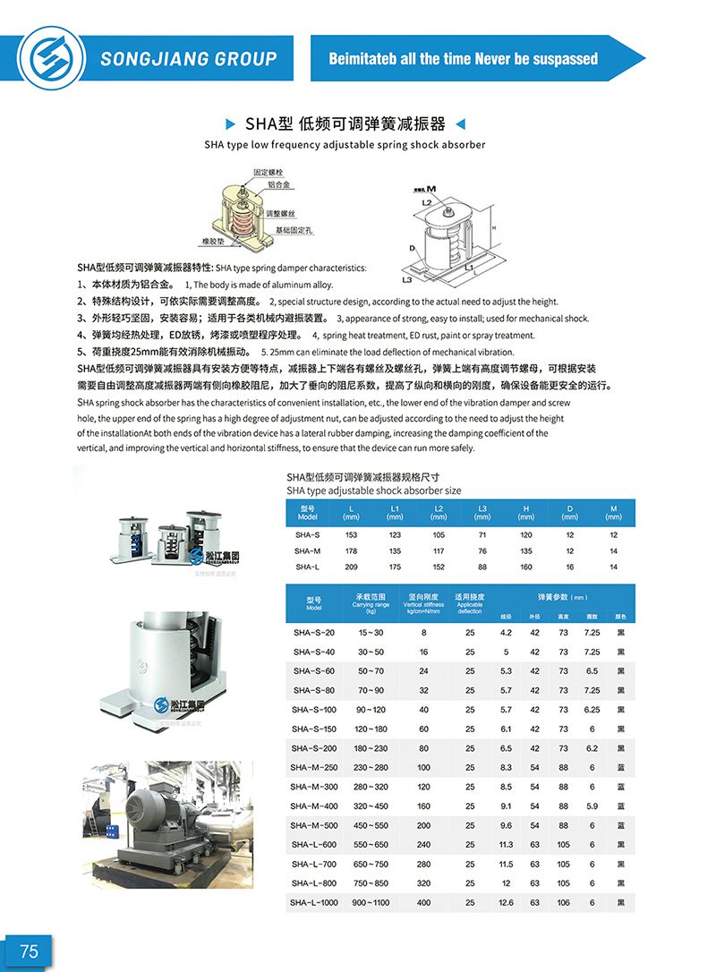 【样册P75】SHA型 低频可调弹簧减振器 【样册P75】SHA型 低频可调弹簧减振器